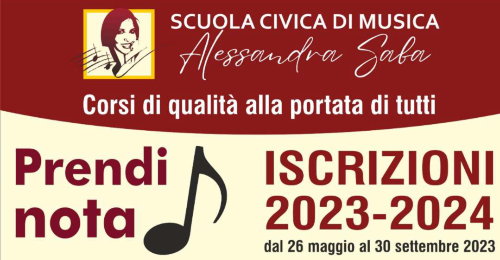 Visualizza la notizia: SCUOLA CIVICA DI MUSICA. APERTURA ISCRIZIONI ANNO 2023-2024